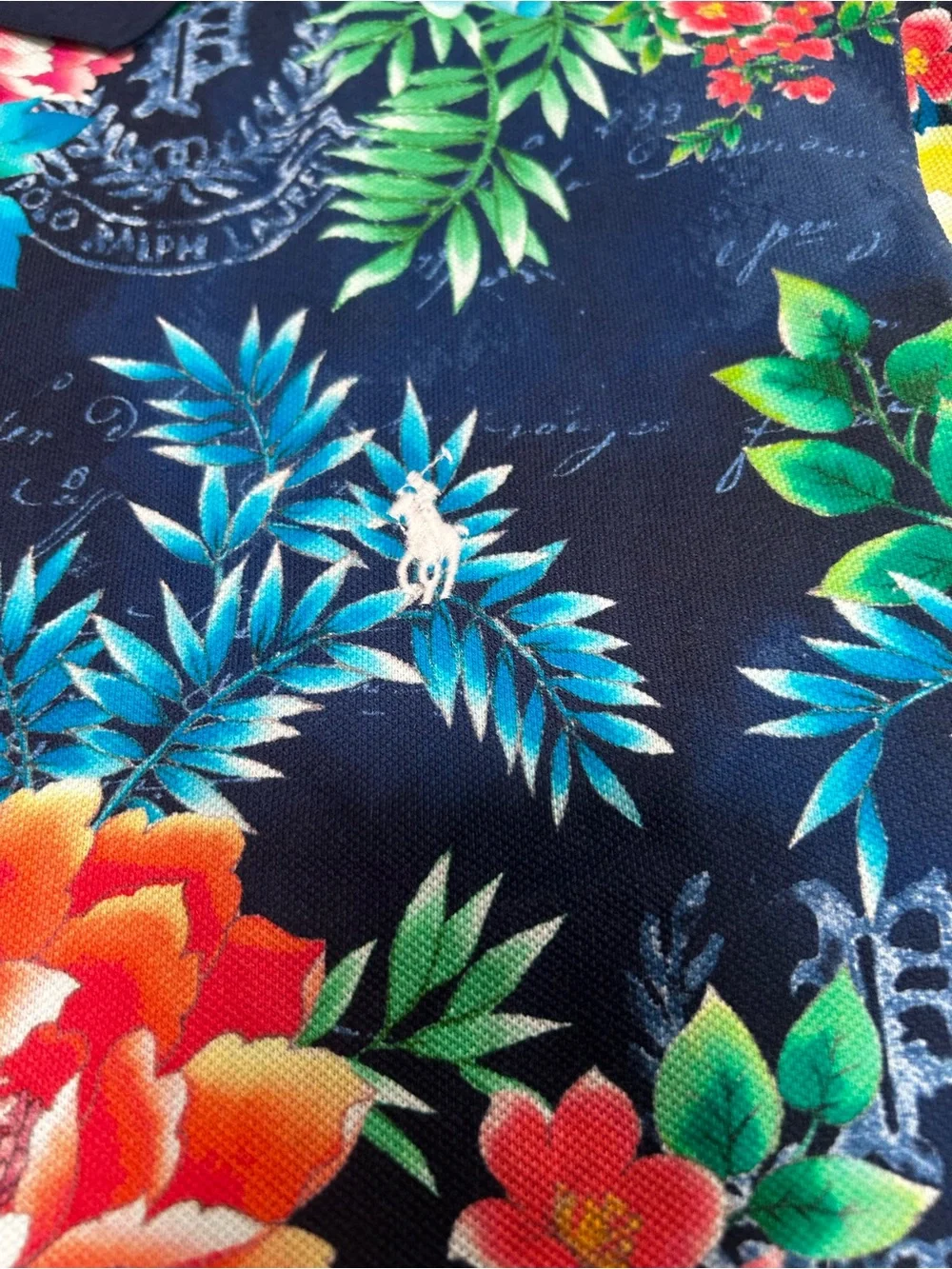 Ralph Lauren Royal Floral Navy Polo with Vibrant Tropical Floral Print